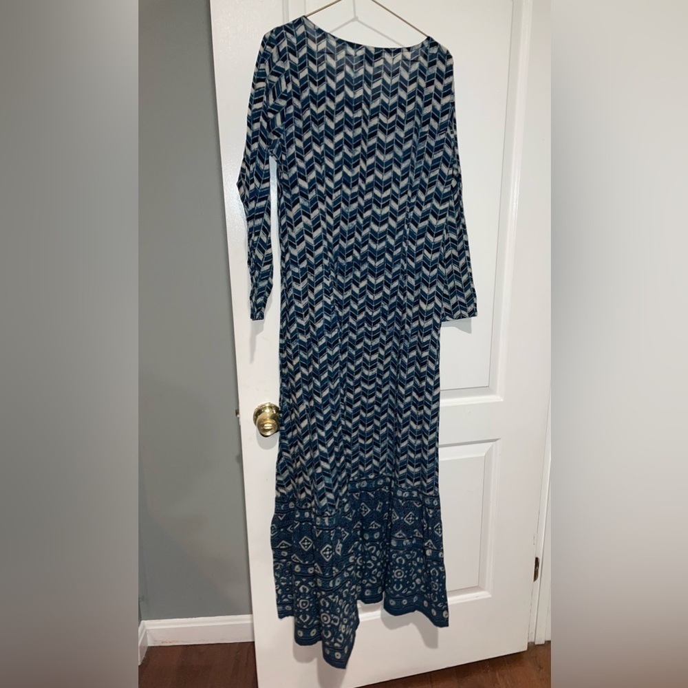New! Pax Philomena x Anthropologie Prisma Indigo Mermaid Kaftan Maxi Dress💙Small - Picture 13 of 13